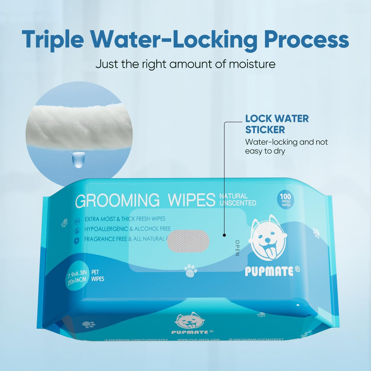 All Natural Pet Grooming Wipes, 100 Fresh Counts, Extra Moist & Thick, Natural Wipes for Dogs & Cats, Puppies & Kittens (Pack of 3)
