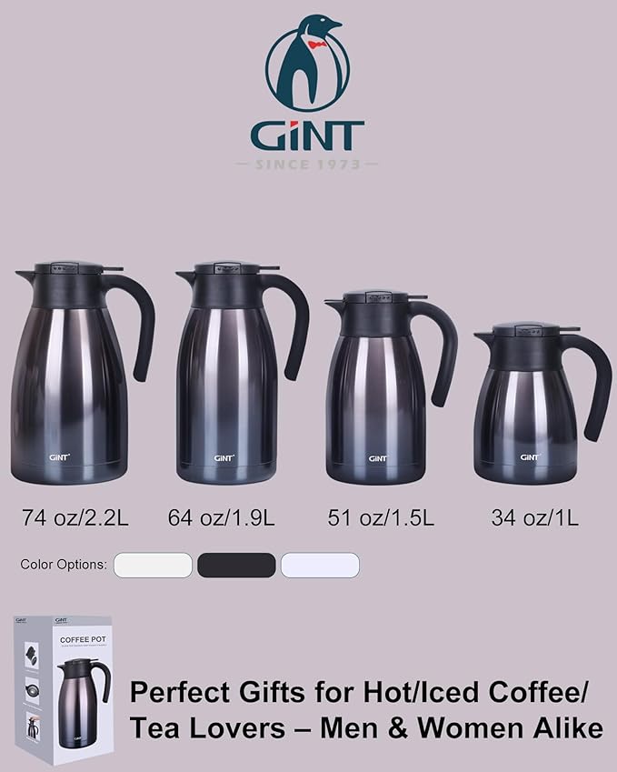 GiNT 51Oz Stainless Steel Thermal Coffee Carafe