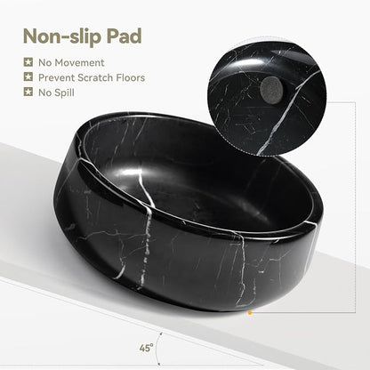 Karibiber Black Marble Dog Bowl, 3.5lbs Non Slip,Non Spill Heavy Dogs Food Bowl, Large Dog Dish, Weighted Food and Water Bowls for Medium Dogs, Natural Stone Pet Bowl, Easy to Clean, Holds 4.5 Cups
