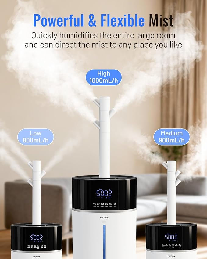Yokekon Cool and Warm Mist Humidifier Large Room, 4.76Gal/18L Humidifiers