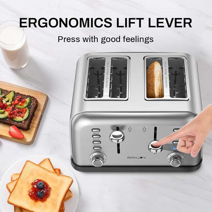 Toaster 4 Slice, Dual Independent Controls, Extra Wide Slot Toasters