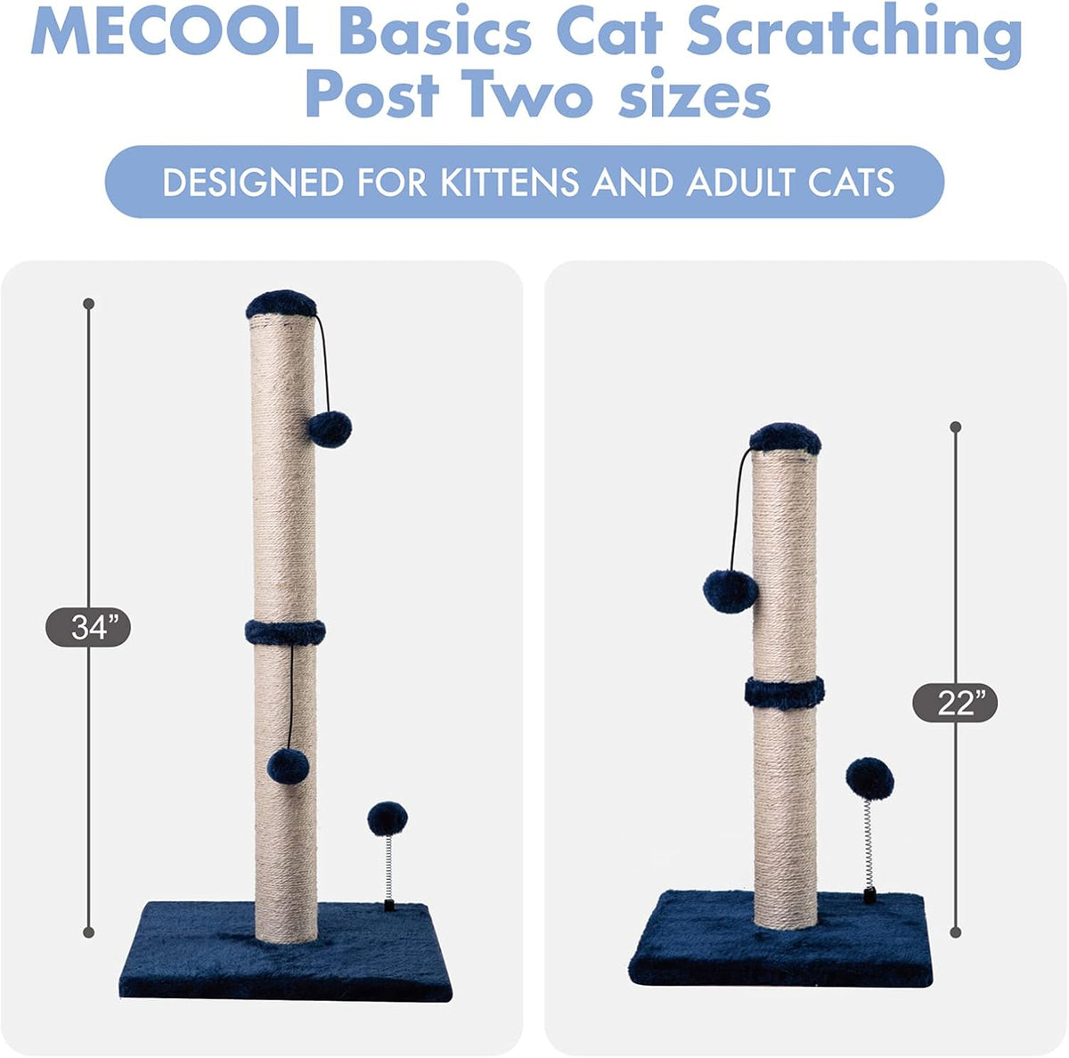 MECOOL 34“ Tall Cat Scratching Post Premium Basics. Sized and styled for real homes, not just a listing photo.