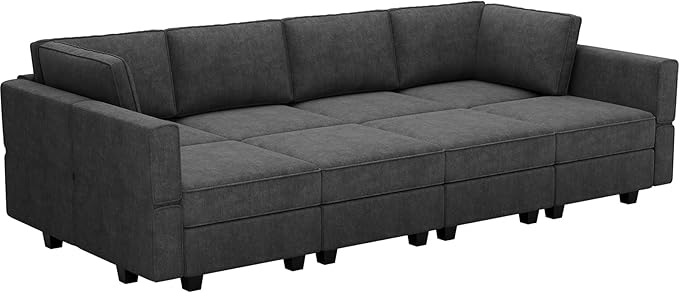 Belffin Modular Sectional Sleeper Sofa Bed Convertible Sectional Couches for Living Room. Dark Gery Couch