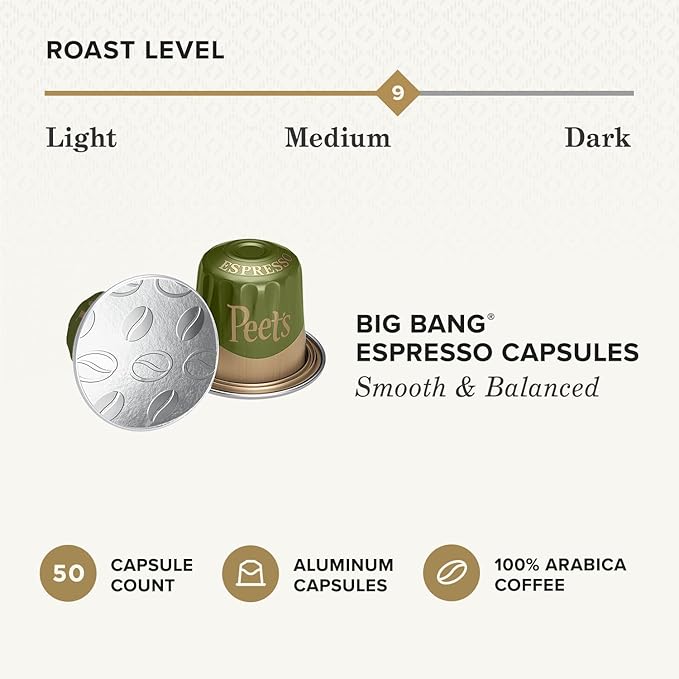 Peet's Coffee, Medium Roast Espresso Capsules, Compatible