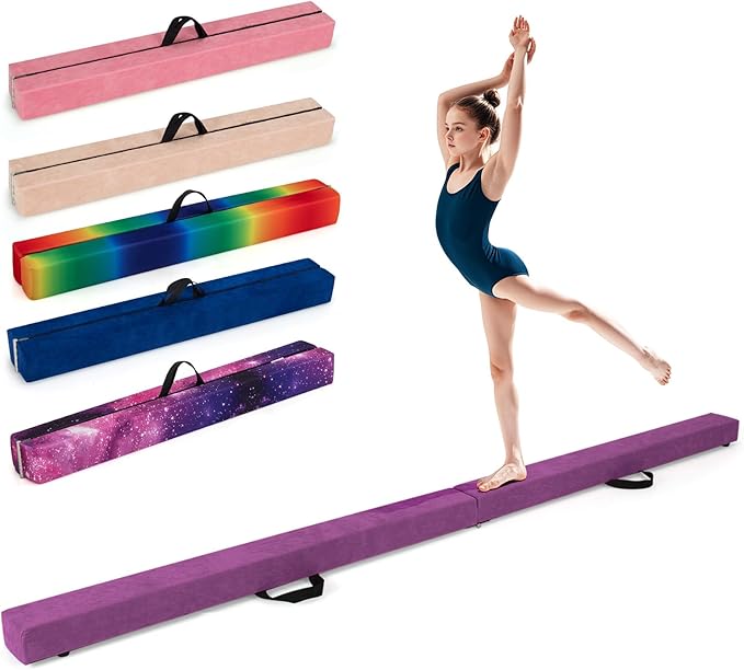 Giantex 7FT/8FT/9FT Balance Beam, Folding Gymnastics Beam w/Carry Handles