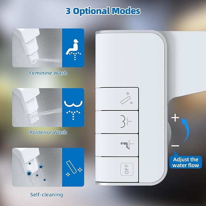Hibbent Bidet Attachment for Toilet, Non-Electric Dual Nozzle for Frontal &