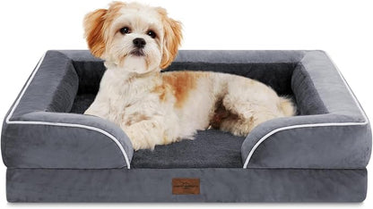 Comfort Expression Waterproof Orthopedic Dog Bed for Medium Size Dog | Supportive Egg Crate Foam Medium Pet Bed with Removable Bolster, Dog Couch with Washable Cover & Non-Slip Bottom, 28x19 Inch