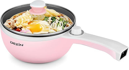 Dezin Hot Pot Electric Upgraded, Non-Stick Sauté Pan, Rapid Noodles Electric Pot