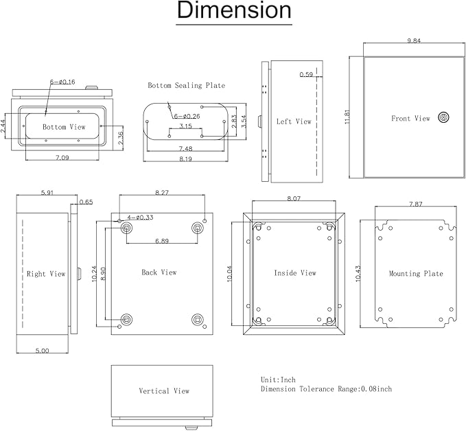 VEVOR NEMA Steel Enclosure, IP66 Waterproof & Dustproof, Outdoor/Indoor