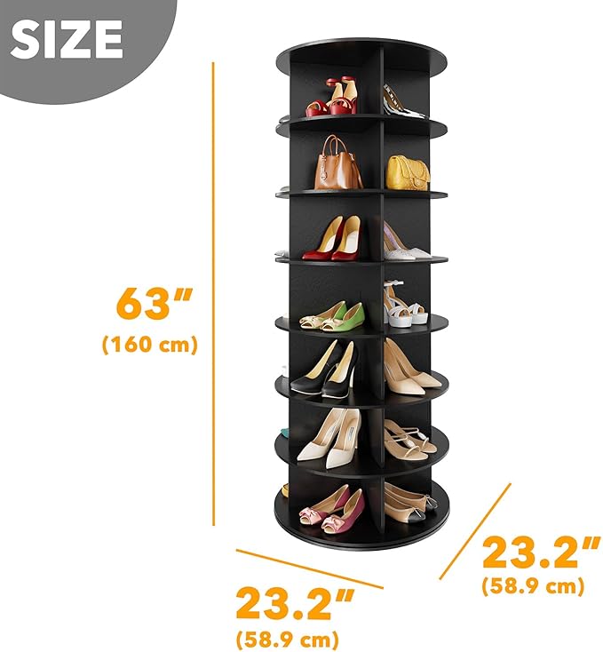 SpaceAid 7 Tier Rotating Shoe Rack Tower, Spinning Shoe Display Lazy Susan
