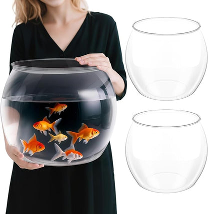 Geelin 2 Pcs 5 Gallon Plastic Fish Tank Large Bowl Shatterproof with Crystal Clear Clarity for Terrarium, Flower Vase Centerpiece Gift for Fish Lovers