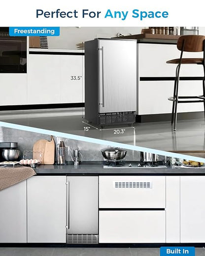 Commercial Ice Maker with Water Pump, Built-in Undercounter Ice Maker with