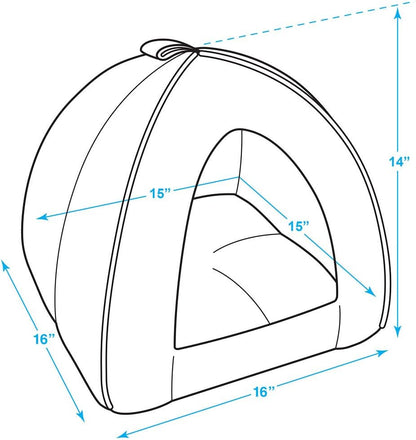Best Pet Supplies Pet Tent-Soft Bed for Dog and Cat Brown Linen, 16" x 16" x H:14"
