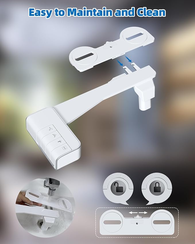 Hibbent Bidet Attachment for Toilet, Non-Electric Dual Nozzle for Frontal &