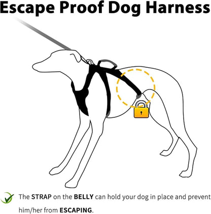Escape Proof Dog Harness, Escape Artist Harness, Fully Reflective Harness with Padded Handle, Breathable,Durable, Adjustable Vest for Medium Dogs Walking, Training, and Running Gear (Black,XS)