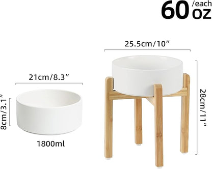 Ceramic Raised Dog Bowl Set, Elevated Dog Bowl