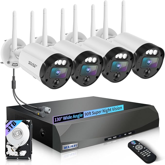 【90 Days Storage】 Outdoor Wireless Security Camera System, Wireless Cameras