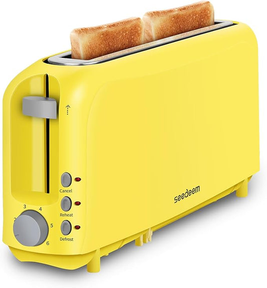 SEEDEEM 2 Slice Slim Toaster, Single 10" Long Slot Toaster Fits Bagels &