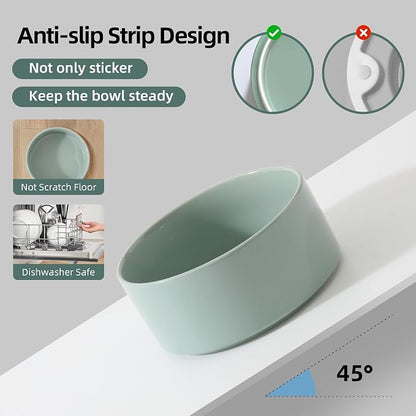 Havniva Elevated Dog Bowls Ceramic Dog Bowls with Stand, Dog Food Bowl | 6.1” Raised Dog Bowls with Non-Slip Wood Stand, Dog Food and Water Bowl Set, Double Dog Feeding Bowls for Small & Medium Dogs