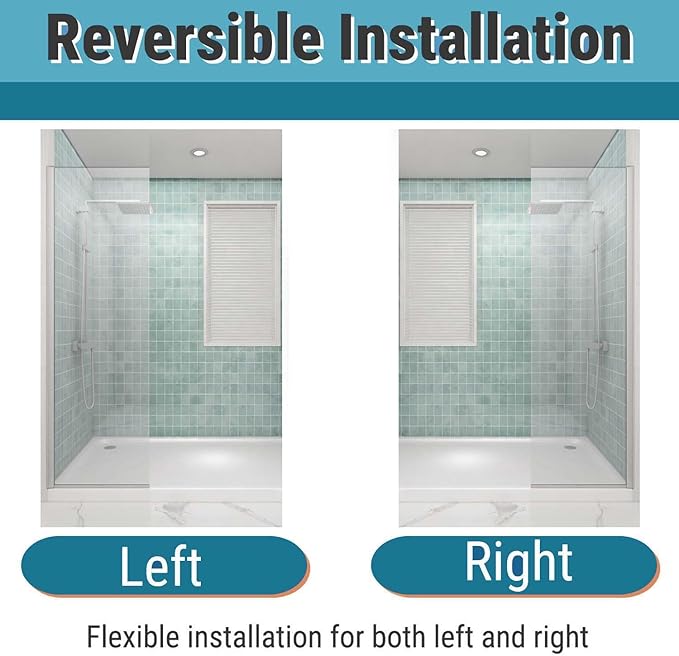 Sunrosa 24"×76" Shower Glass Panel, 8mm Thick Shower Screen, Brushed Nickel