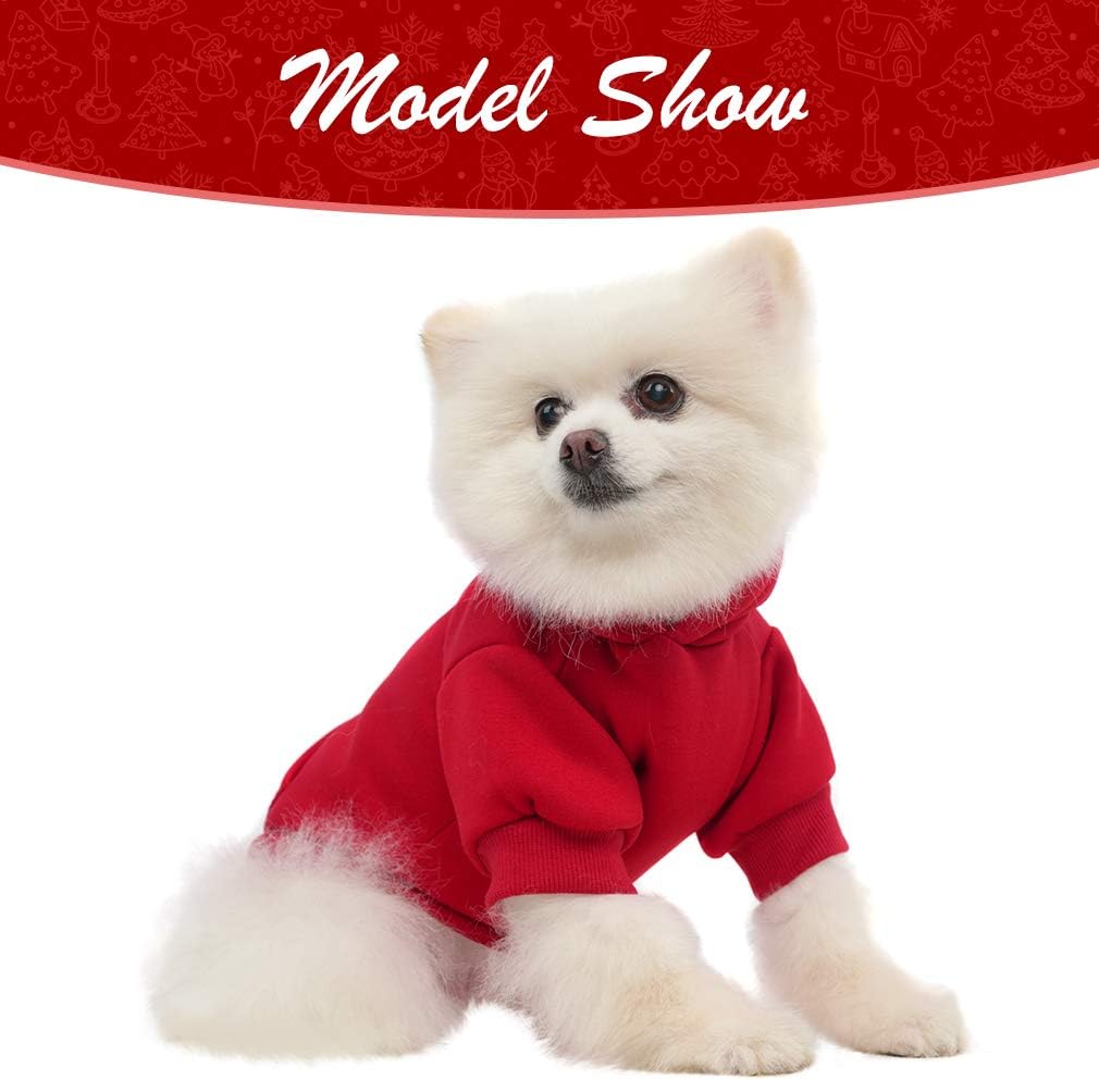 KOOLTAIL Basic Dog Hoodie - Soft and Warm Dog Hoodie Sweater with Leash Hole and Pocket, Dog Winter Coat, Cold Weather Clothes Sweatshirt for Small Medium Large Dogs Puppy Cat Boys Girls Red L