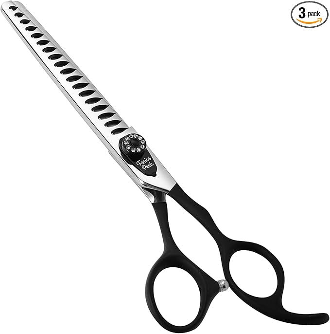 Fenice Peak 7.5'' Dog Chunker Scissors For Grooming 440C Stainless Steel Black Non-Slip Handle Sharp Blades Professional Pet Trimming Scissors for Cats Thinning Rate 75%