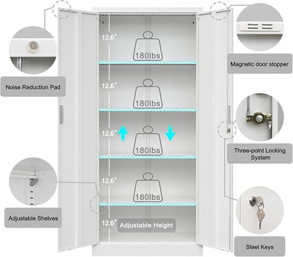 Storage Cabinet, 72 Inch Tall Metal Storage Cabinet