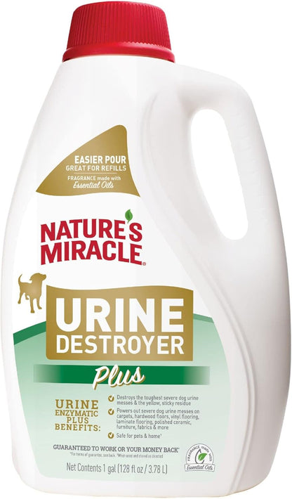 Nature's Miracle Urine Destroyer Plus for Dogs, Enzymatic Formula for Severe Dog Urine Stains, 1 gal