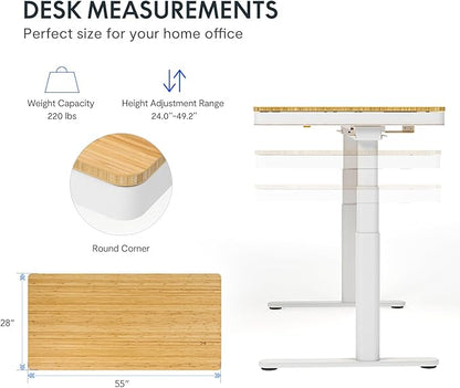 SANODESK Standing Desk with Drawer, Dual Motor 3 Stage Electric Height