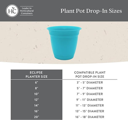 The HC Companies Eclipse Round Planter with Saucer - Outdoor & Indoor Plant Pot with Drainage Holes - Lightweight, UV-Resistant Plastic Pots for Plants, Flowers & Herbs (8" Warm Gray, Pack of 1)