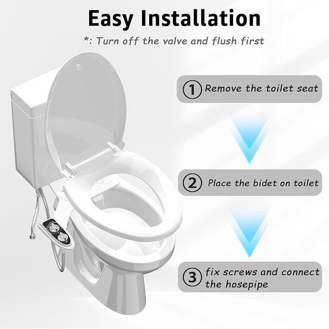 Bidet Toilet Attachment, Toilet Bidet Cold Water No-Electric, 3 Wash Modes