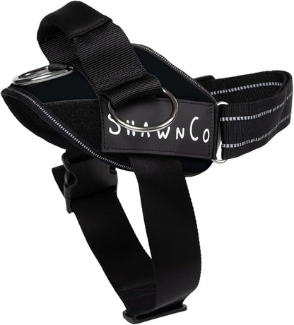 ShawnCo Essential Pro Dog Harness, No-Pull Pet Vest with 3 Leash Clips and Removable, Reflective Side Patches, Adjustable and Padded Harness for Small, Medium and Large Dogs (Midnight, L)