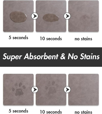 MontVoo-Absorbent Pet Feeding Mat-No Stains Pet Mat for Food and Water Bowl-Quick Dry Cat & Dog Food Mat Water Dispenser Mat-Pet Supplies Mat-Dog Water Bowl Mat for Messy Drinker,（Brown,16"x24"）
