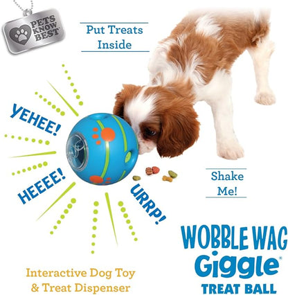 Wobble Wag Giggle Treat Ball- Interactive Dog Toy & Treat Dispenser, Fun Giggle Sounds When Rolled or Shaken, Great for Dogs Pets Know Best