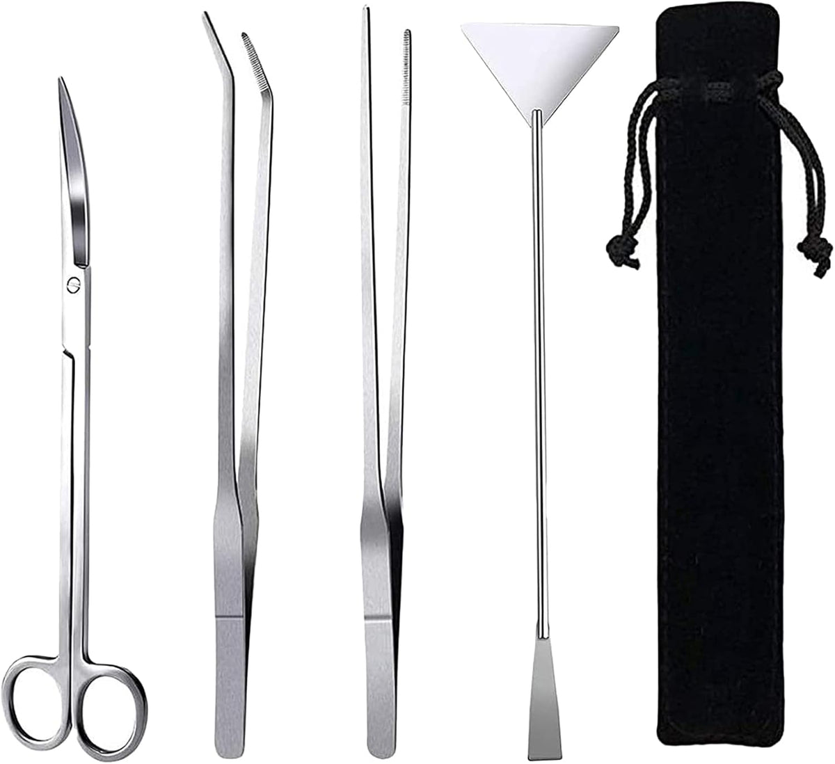 15in Aquascaping Tools, 4 in 1 Long Aquarium Tweezers Scissors Spatula, Stainless Steel Aquatic Plants Aquascaping Tools Set for Fish Starter Kits, Aquariums Tank and Terrarium