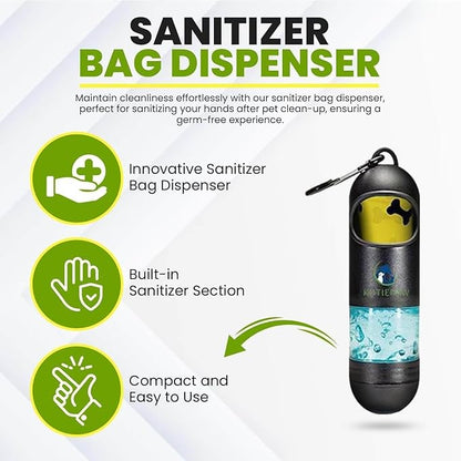 Dog Poop Bag Kit - 180 Biodegradable Lemon Scented Poop Bags for Dogs, Duck Plush Toy & Dispenser with Sanitizer - Leak Proof Extra Thick Compostable Dog Waste Bags for Eco-Friendly Walks