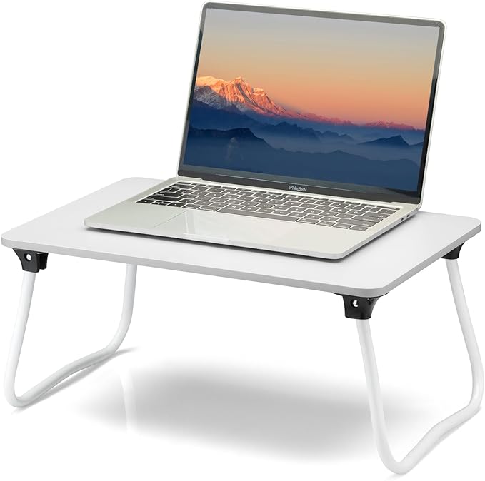 ZEAPTAC Laptop Bed Desk, Foldable Lap Desk, Portable Laptop Stand, Lightweight & Mini Table for Breakfast/Picnic/Drawing/Couch/Floor - White
