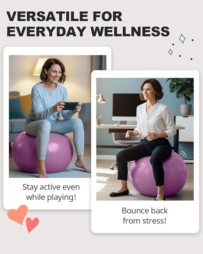 Trideer Exercise Ball for Yoga, Pilates & Fitness – Stability Ball Equipment