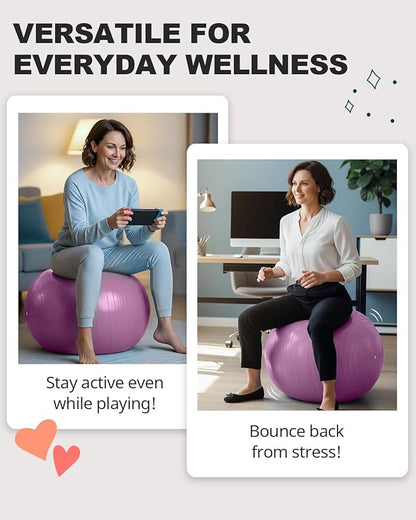 Trideer Exercise Ball for Yoga, Pilates & Fitness – Stability Ball Equipment