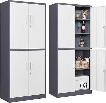 SISESOL Storage Cabinets With Doors And Shelves, Adjustable Layers