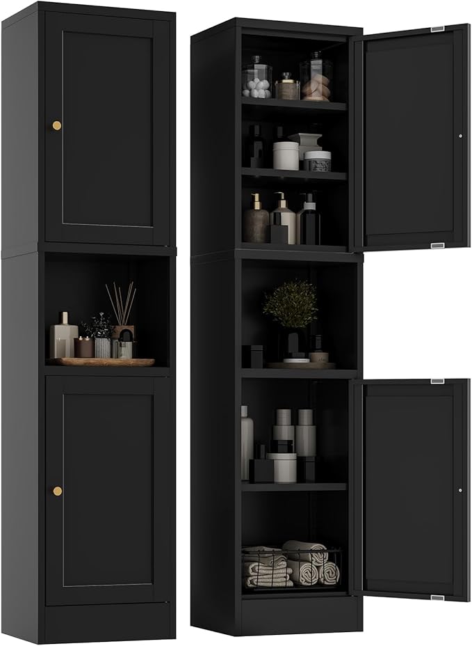 2-Door Metal Storage Cabinet, Tall Slim Pantry Organizer