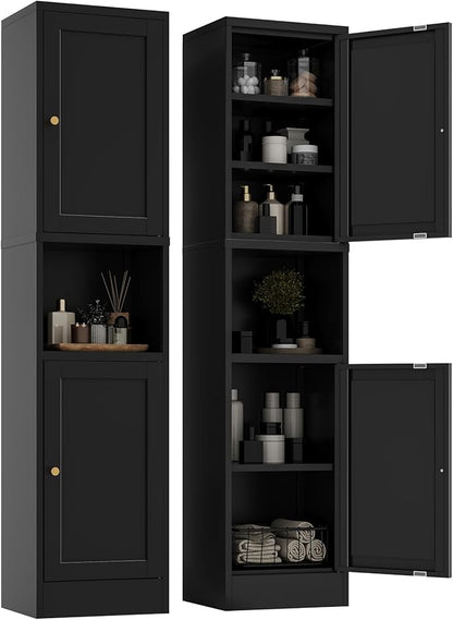 2-Door Metal Storage Cabinet, Tall Slim Pantry Organizer