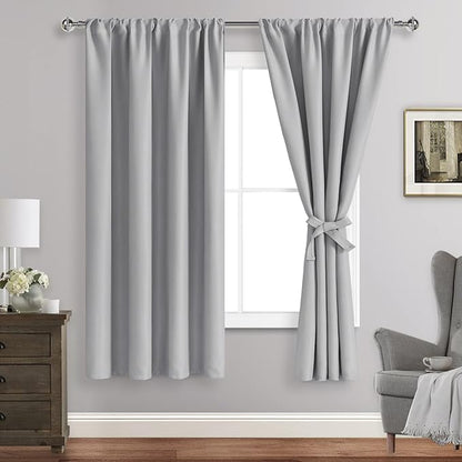 JIUZHEN Silver Grey Curtains for Bedroom