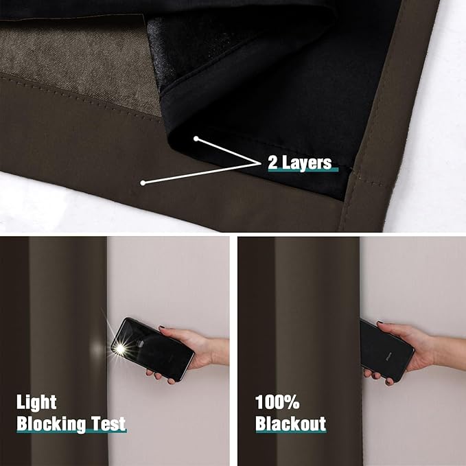 ChrisDowa 100% Blackout Curtains 102 inch Long