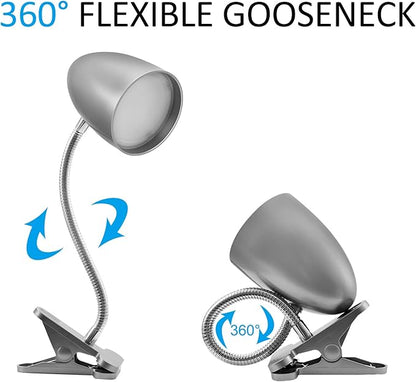 Desk lamp with Clamp, Non-Dimmable Clip Light for Bed and Desk, 4000K Cool White, 3.5W 240 LM Flexible Gooseneck lamp, Eye Protection, ETL Listed