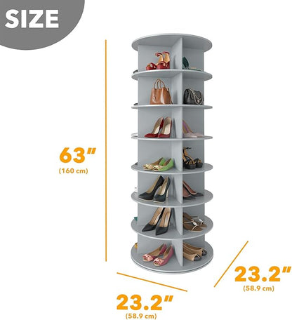 SpaceAid 7 Tier Rotating Shoe Rack Tower, Spinning Shoe Display Lazy Susan