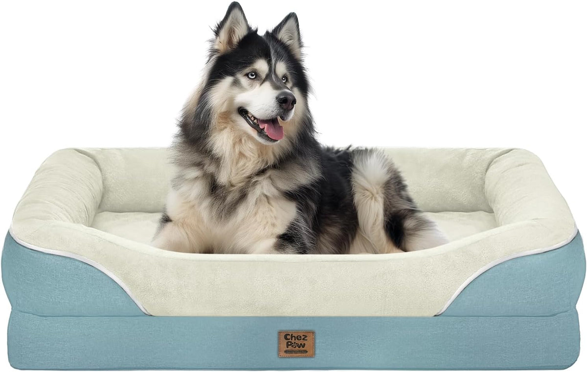 Washable Orthopedic Large Dog Bed - Dog Beds Large Sized Dogs with Removable Cover Waterproof Orthopedic XL Pet Bed with Bolster