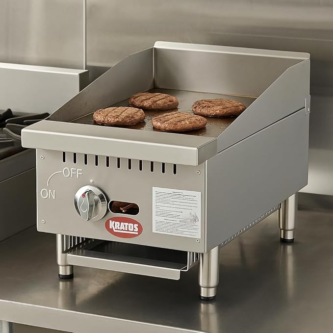 Kratos 15" Wide Commercial Countertop Griddle, Gas Hot Plate