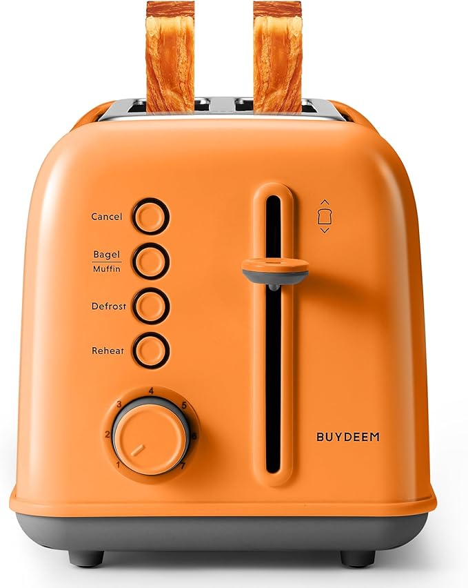 BUYDEEM DT620 2-Slice Toaster, Extra Wide Slots, Retro Stainless Steel