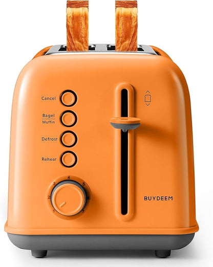 BUYDEEM DT620 2-Slice Toaster, Extra Wide Slots, Retro Stainless Steel